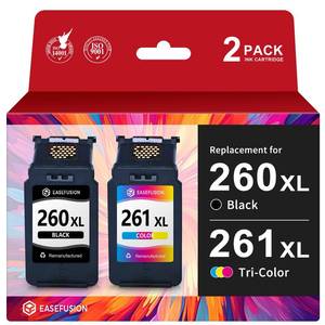 lot 4375 image: EaseFusion 260XL 261XL Replacement for Canon 260 and 261 Ink Cartridges PG-260 CL-261 Compatible with Canon Pixma TS6420a TS6420 TS6400 TR7020a TS5320 TR7000 TS5300 TR7020 Printer Ink Cartridges