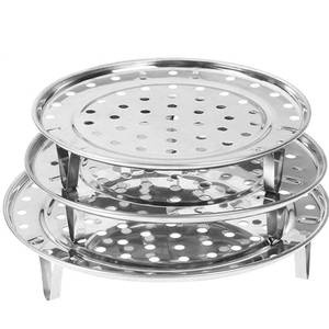 lot 4379 image: NRDBEEE Round Stainless Steel Rack 7.6 8.5 9.33 Inch Diameter Steaming Stand Canner Canning Racks Steamer Insert Stock Pot Steaming Tray Stand Pressure Cooker Cooking Toast Bread Salad (3 Pack)