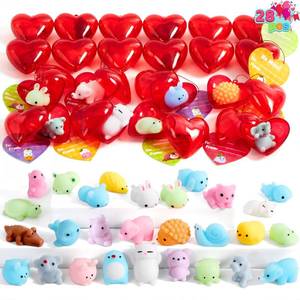 lot 4392 image: JOYIN 28 PCS Valentine��s Day Mochi Squishy Toys Filled Hearts and Gift Cards for Kids Valentine Classroom Exchange Party Favors, Kawaii Stress Relief Toys for School Game Prizes and Carnivals Gift
