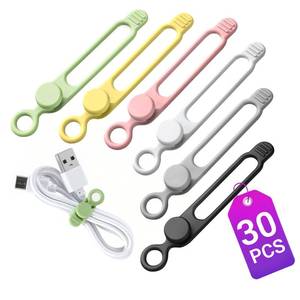 lot 4397 image: 30 Pcs Silicone Cable Ties, Reusable Data Cable Organizer Wire Organizers for Office, Multipurpose Elastic Cord Wraps Cable Management for Charging Cord,Appliances,Home,Office,Kitchen,School,Travel