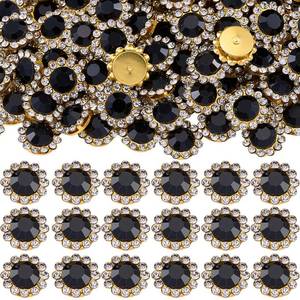lot 4406 image: 160 Pcs 12MM Sew on Rhinestones Crystals Glass Metal Base Sewing Flower Claw Rhinestones for Clothes Shoes Earring Belt Crafts Sewing Accessories(Black)