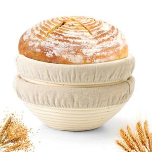 lot 4417 image: Yeatruojeet Banneton Bread Proofing Basket, 2 Pack 9inch Round Sourdough Banneton Baskets, Banneton Bread Basket for Sourdough Baking Supplies