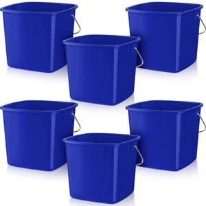 lot 4420 image: Zhehao 6 Pcs 3 Quart Bucket for Cleaning Small Sanitizer Bucket for Restaurant Square Plastic Pail with Handles for Home, Offices, Commercial Use, Food Service(Dark Blue)