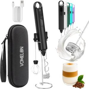 lot 4422 image: Rechargeable Milk Frother Handheld 3 Speed Coffee Foamer 3 Whisk Electric Drink Mixer for Latte, Cappuccino, Coffee, Eggs, Hot Chocolate, Protein Black
