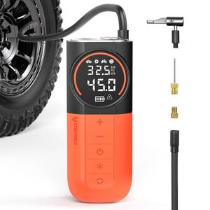 lot 4429 image: ETENWOLF S1 Tire Inflator Portable Air Compressor, 160PSI Air Pump for Car Tires, Bike, Motorcycle, Balls, Fast Inflation Tire Pump, Cordless bike Pump with LED Light & Digital Pressure Gauge (Orange)