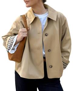 lot 4444 image: TITOMD Womens Cropped Trench Coat Spring Fashion 2026 Winter Jackets Lightweight Outfit Single Breasted Trendy Outwear Camel S