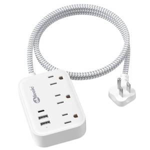 lot 4474 image: Flat Plug Power Strip with USB Ports, Flat Extension Cord 3FT with 3 AC Outlets 3 USB Ports, Short Extension Cord Outlet Splitter with No Surge Protector for Cruise Ship, Dorm Room Travel Essentials