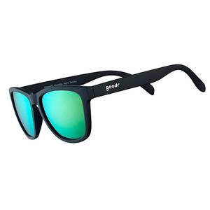 lot 4491 image: goodr Vincents Absinthe Night Terrors Polarized Sunglasses for Men & Women, Medium Sized (OG), Black Solid Frame with Green Gold Mirrored Reflective Lenses, UV400 Protection, No Slip, No Bounce