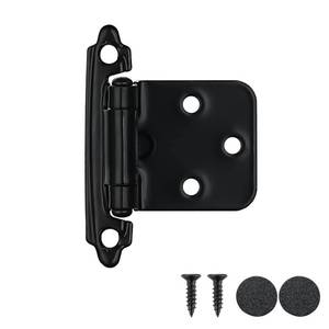 lot 4492 image: JQK 12 Inch Overlay Cabinet Door Hinges Black, 60 Pack 30 Pairs Flush Face Mount Cupboard Self-Closing Kitchen Cabinet Hinges with Door Bumper, CH200-BK-P60