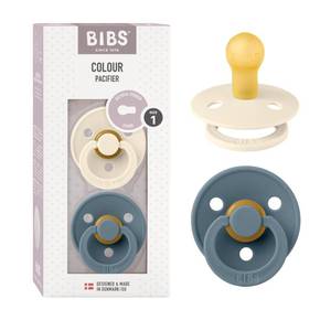 lot 4497 image: BIBS Pacifiers Colour Collection  Natural Rubber Baby Pacifier  Set of 2 BPA-Free Soothers  Made in Denmark  6 Months (Pack of 2)  IvoryPetrol