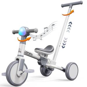 lot 5048 image: Ridego 5-in-1 Tricycle for Toddlers 1-3 Year Olds, Kids Balance Bike & Toddler Push Bike with Parent Handle, RGB Music Light, Tool-Free Assembly Birthday Gift for Boys Girls