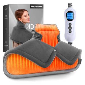 lot 5054 image: VAAGHANM Heating Pad Electric Heat Pad for Neck & Shoulders & Back - Weighted Instant Heating Pads-6 Heat Options & 6 Auto Timer Mode- Gifts for Mom Women-Grey