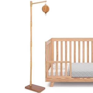 lot 5055 image: Floor-Standing Crib Mobile Arm with Music Box - 65 Inch Mobile Arm for Crib - 100% Beech Wood - Crib Mobile Motor - Volume Control - 35 Lullabies - Wooden Nursery Decor - Baby Mobile Hanger