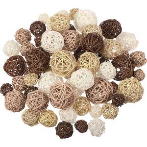 lot 5057 image: Patelai 72 Pcs Wicker Rattan Balls Decorative Balls for Vase Centerpiece Bowls Orbs Filler for Spring Summer Craft Home Decor, 4 Sizes(White, Wood, Camel, Coffee)