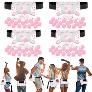 lot 5063 image: Lunmon 4 Sets Pink Bow Baby Shower Swing Shaking Balls Activity Set for Adult Novelty Twerk Includes 40 Balls, Ribbon & Cardboard Boxes Bridal Shower for Outdoors Indoors