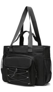 lot 5067 image: HACHMAS Black Utility Tote Bag with Zipper and Pockets for Women Large Utility Totes with Laptop Compartment for Work School Travel Nurse Bags Commuter Tote for Everyday