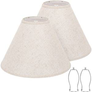 lot 5072 image: Empire Lamp Shades Set of 2, 6 Top x 16 Bottom x 10.8 High, Large Beige Lamp Shades for Table Lamps Floor Lamps, Natural Linen Lampshades Replacement, Spider, Harp Holders Included, Easy Assembly