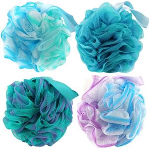 lot 6018 image: Chuya Bath Sponges Loofahs 70 Grams Large Size,4 Pack Shower Sponge Exfoliating Cleaning Bath Loofa Body Scrubber Balls for Women Men Children Washing