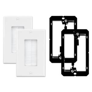 lot 6022 image: Iwillink Brush Wall Plate with Low Voltage Mounting Bracket 2-Pack, Cable Pass Through Insert for Wires, Single Gang Cable Access Strap, Wall Socket for HDTV, Home Theater Systems