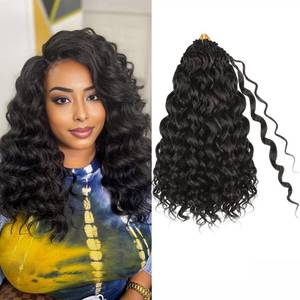 lot 6041 image: Toniola Pre Looped Ocean Wave Crochet Hair 14 Inch 8 Packs Dark Brown Boho Ocean Deep Water Wave Beach Curl Braiding Hair Pre Twisted Synthetic Short Wavy Curly Crochet Hair for Women(14inch #2)