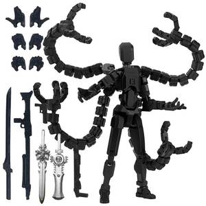 lot 6060 image: T13 Action Figure Already Assembled Accessories,T13 Multi-Jointed Movable,for Collectors Desktop Decorations t-13 Movability 3D Printed Toys (Black, 7.2inch)