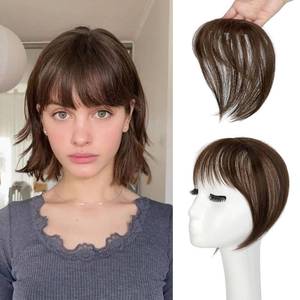 lot 6064 image: Cephermer Bangs Hair Clip in Bangs 360°3D Cover Hair Topper Synthetic HairPieces for Women Medium Brown Wispy Fake Bangs Toppers for Daily Wear