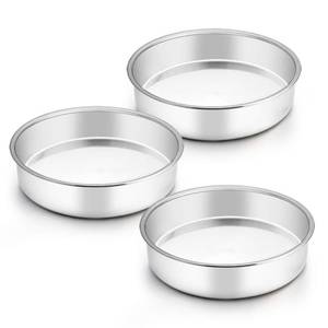 lot 6070 image: TeamFar 8 Inch Cake Pan, 3 Pcs Round Cake Pan Tier Cake Pan Set Stainless Steel, Healthy & Heavy Duty, Mirror Finish & Easy Clean, Dishwasher Safe