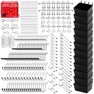 lot 6077 image: A300-Piece Pegboard Hook Set, Pegboard Organizer Accessories for Hanging, Durable Metal Hooks for Tool Organization, Garage, Workshop, and Craft Storage
