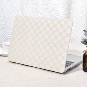 lot 6081 image: Seorsok Compatible with MacBook Air 13 Inch Case2022 2021 2020 2019 2018 Release A1932 A2179 M1 A2337,Elegant Leather Plastic Hard Shell Case Transparent Keyboard Cover,Beige PVC Grid No Logo Cutout