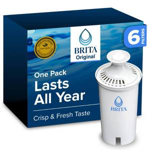 lot 6082 image: Brita Standard Water Filter for Pitchers and Dispensers, Reduces Copper, Cadmium and Mercury Impurities, Lasts Two Months or 40 Gallons, Includes 6 Filters for Pitchers