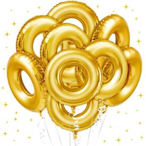 lot 6099 image: Charnoel 6 Pack 28 Gold Ring Birthday Party Balloon Cartoon Characters Themed Party Decor Foil Large Balloons for Birthday Cartoon Carnival Theme Decorations