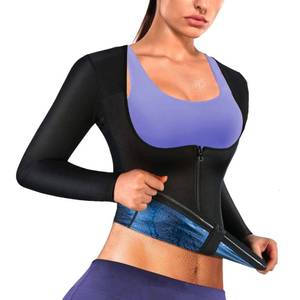 lot 6102 image: Sauna Shrit Suit for Women Sweat Vest Jacket Training Vest Heat Trapping Top Arm Fat Reducer Long Sleeve 3XL