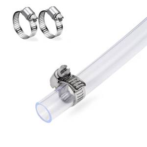lot 6355 image: DAVCO 58 ID - 50 ft Clear Vinyl Tubing, Low Pressure Flexible PVC Tube, Heavy Duty UV Chemical Resistant Lightweight Plastic Vinyl Hose, BPA Free and Non Toxic, with 2 Stainless Clamps