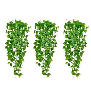 lot 6376 image: Fake Hanging Plants Vines(3pcs)for Room Decor, Artificial Ivy Greenery Garlands for Home Bedroom Living Aesthetic Kitchen Office Wall Patio Bookshelf,Indoor,Outdoor Farmhouse Decorations(No Basket)