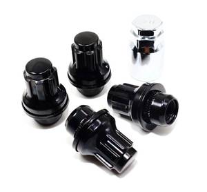 lot 6377 image: Set of 4 Veritek 14x1.5mm 1.7 Inch 43mm Length 21mm Key Hex OEM Factory Mag Washer Style Black Wheel Locks for Toyota Tacoma Grand Highlander SR5 Pre-Runner TRD VPE-45100BK incomplete three pack