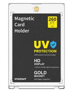 lot 6387 image: HYARUAT 260pt Magnetic Card Holders for Thick Trading Cards - Clear One Touch Hard Case with Gold Magnet, UV Protection, Fits Baseball & Sports Cards (1 Pack)