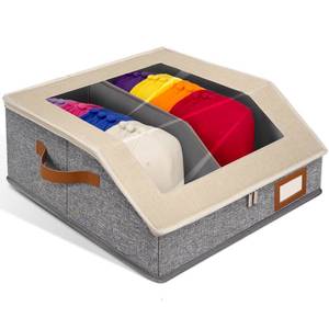 lot 6388 image: LVGOATH 2-in-1 Hat Organizer for Baseball Caps Holds 24-30 Hats Holder for Closet with Clear lid Stackable Hat Storage with Adjustable Space Cowboy Hat Box for Men Women 1 PCS White and Grey
