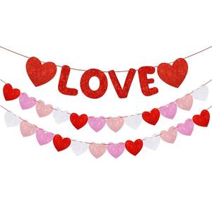 lot 6389 image: Fulmoon Pre Strung Valentines Decor Glitter Valentines Day Banner Glitter Heart Garland Banner, for Valentines Decorations, Anniversary, Wedding, Engagement Party, and Home Decor(Love)