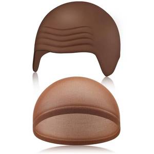 lot 6407 image: Syhood 2 Pieces Halloween Bald Cap Makeup Latex Bald Head Wig Caps Cosplay Costume for Adults(Dark Brown,Medium)