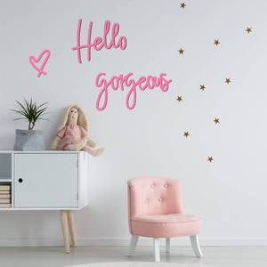 lot 6412 image: Blulu Hello Gorgeous Wall Decor Sign Hello Gorgeous Wall Art Minimalist Wooden Words Decor for Lash Room, Salon, Vanity or Makeup Room, Bathroom, Bedroom, Office(Pink)
