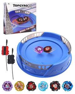 lot 6415 image: X Stadium Battle Set with X-Celeration Rail, 6 Right-Spin Tops, 2 Launchers and 1 Arena, Blade Battling Xtreme Game