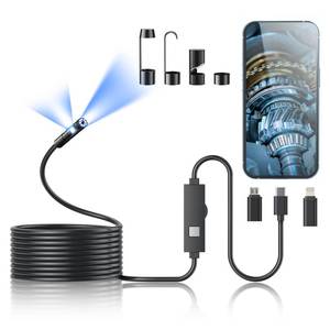 lot 6419 image: Endoscope Camera with Light,1920P HD Borescope Tools with 8 Adjustable LED Lights, Endoscope with Semi-Rigid Snake Camera, IP67 Waterproof Inspection Borescope for iOS and Android-16.4ft Dual-Lens