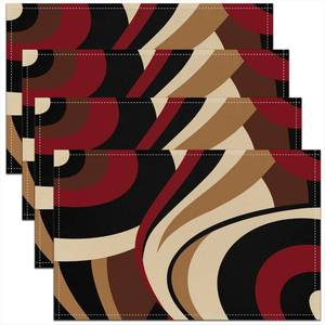 lot 6435 image: Red Brown Spiral Placemats Modern Simple Abstract Stripes Swirls Place Mats for Kids Teens Adults Simple Geometric Circles Decor Kitchen Mats for Dining Table 12x18 Inch Set of 4
