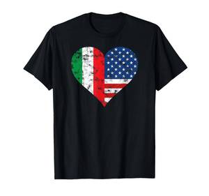 lot 6436 image: Port and company color dark blue size S Italy USA Heart Flag for Italian Americans T-Shirt