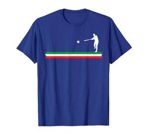 lot 6446 image: Ports and company size S color blue Italian Flag Baseball Player Coach Softball Team Sports Fan T-Shirt