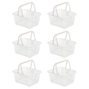 lot 6451 image: PATIKIL 6PCS Mini Shopping Basket, Small Plastic Basket Mini Storage Basket Grocery Tiny with Handles Organizer Filtered Water for Organizing Toys Eggs Fruits Snacks,White