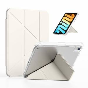 lot 6456 image: kenke Case for iPad mini A17 pro 8.3 Inch 2024, for iPad mini 6th Generation 8.3 Inch 2021 with Pencil Holder, Solid Y-Fold Stand Cover with Full Clear Hard Back Shell, Auto WakeSleep, Cream White