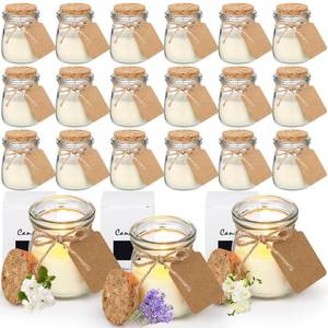 lot 6462 image: MTLEE 24 Pcs Flower Scent Jar Candles for Guests Wedding Candle Gift Natural Wax Candles with DIY Tag Cards for Baby Shower Party Favors Home Supply Decor, Scents of FreesiaGardeniaLavender