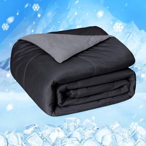 lot 6464 image: HOMFINE Cooling Comforter Queen Size, Black Summer Cooling Blanket for Hot Sleepers and Night Sweats, Japanese Double-Sided Cold Tech Fabric Q-Max 0.45, Soft Breathable Silky Smooth Lightweight
