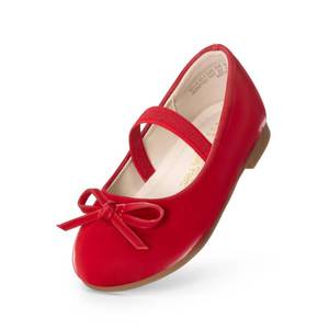lot 6465 image: DREAM PAIRS Toddler Girls Dress Shoes Little Girls Mary Janes Party Wedding Flower Ballet Flats Ballerina Flats Shoes,Size 8 Toddler,Red-Pu,Belle_01-1